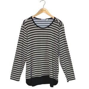 SUSAN GRAVER XL Liquid Knit Striped Long Sleeve Tunic Top Office Career Travel